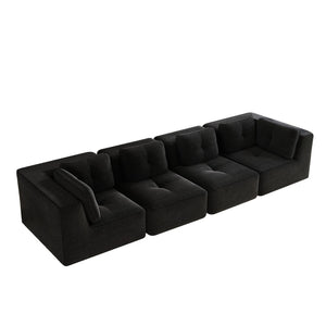 English Elm Modern Corduroy Tufted Modular Sectional with Deep Seating and Anti-slip Base Black W714S01792