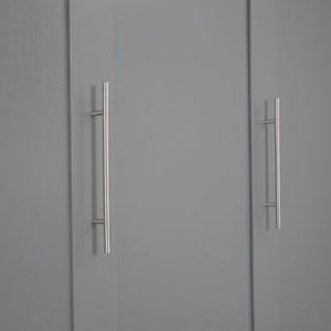 English Elm Full Size Murphy Wall Bed with Led Lighting Side Storage Cabinets and Slatted Support Gray LP000694AAE-1