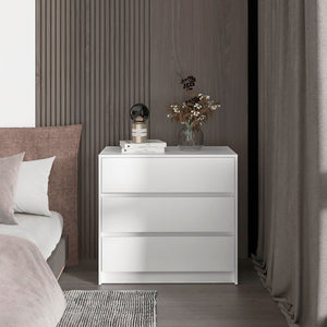 English Elm White 3-Drawer Dresser with Sleek White Finish, Spacious Storage & Chic Top Display for Any Room B062P175075