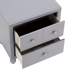 English Elm Transitional Gray Nightstand with Turned Feet & Wood Knobs, 2 Drawers Farmhouse Modern Bedroom B011P294629