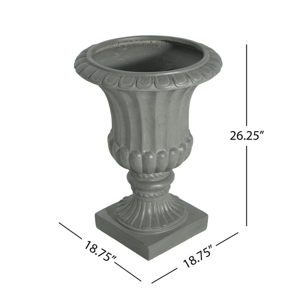 English Elm Christopher Knight Home® - Outdoor Garden Urn Planter 26" Handcrafted Magnesium Oxide Classic Patio & Indoor Decor, Ready-to-Use Gray N772P334155G