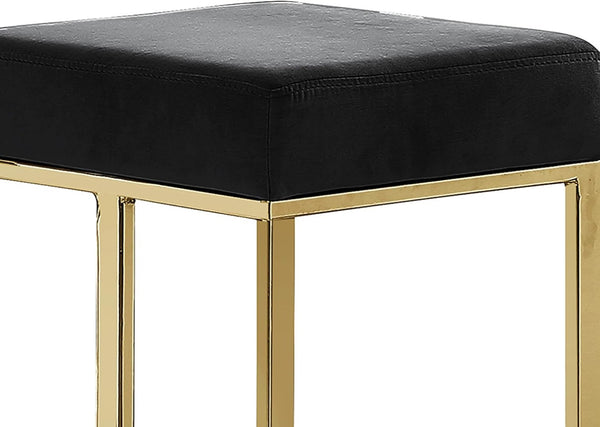 English Elm 25 in Backless Faux Leather Counter Stools with Brushed Gold Sled Base Set of 2 Black+Gold B011P497735