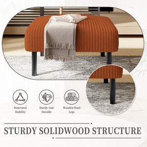 English Elm UNITED Corduroy Ottoman Footstool with Sturdy Frame, Soft Padded Seat, Versatile Living Room Stool Orange W1568P307254