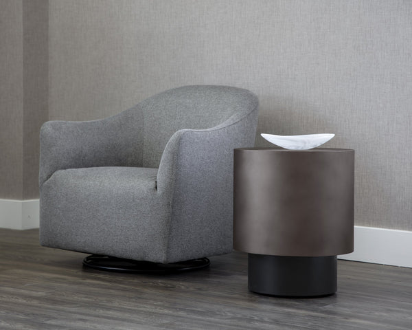 Sunpan Bernaby End Table - Elegant Round Design with Hand-Painted Finish, Perfect for Contemporary Spaces Gunmetal