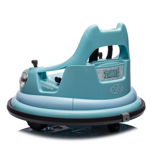 English Elm 12v Kids Ride on Bumper Car with 360 Spin Led Lights Bluetooth and Parental Remote Blue W1578P198508