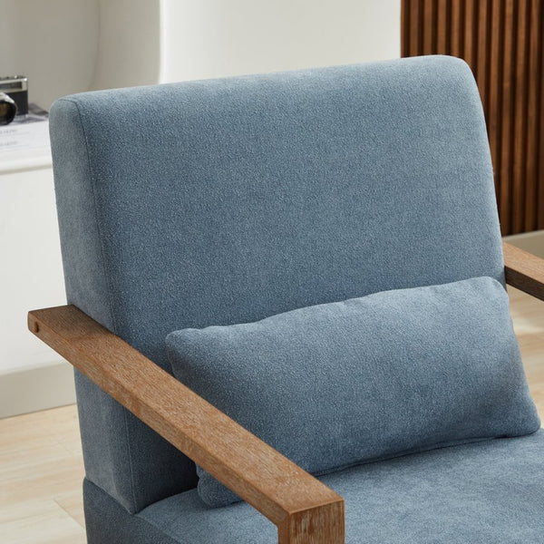 English Elm 29.13"w Boucle Swivel Accent Chair Open Back 360 Rotation Modern Lounge Seating Blue W3188P417950