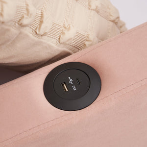 English Elm Twin Upholstered Daybed with Trundle Sofa Bed for Guest Room, Pine Wood Frame, Velvet Upholstery, Sturdy Slat Support and Full-Length Comfort Pink W1361S00023