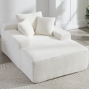 English Elm 67" Oversized Corduroy Chaise Lounge Sofa with Wide Armrests and Convertible Sleeper Design W1803P354563