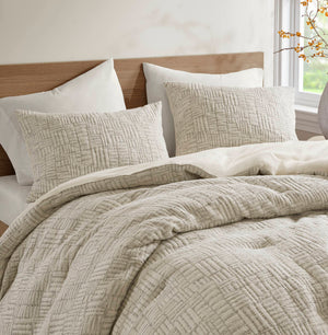 English Elm 3 Pcs King/Cal King Oversized Cotton Matelassé Comforter Set - Luxurious Natural Bedding Ensemble B035P319202