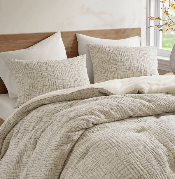 English Elm 3 Pcs King/Cal King Oversized Cotton Matelassé Comforter Set - Luxurious Natural Bedding Ensemble B035P319202