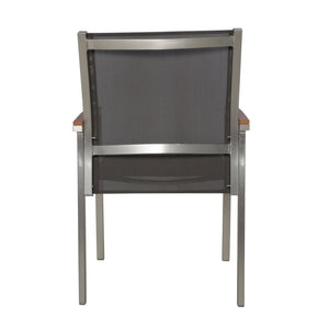 English Elm Luton Outdoor Aluminum Dining Chair with Mesh Seat and Faux Wood Armrests 62760.00