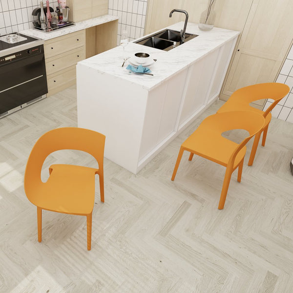 English Elm Tropical Polypropylene Stackable Chairs Set of 4 — Tropical Orange, Weatherproof, Ergonomic, No-Assembly W3450P322882