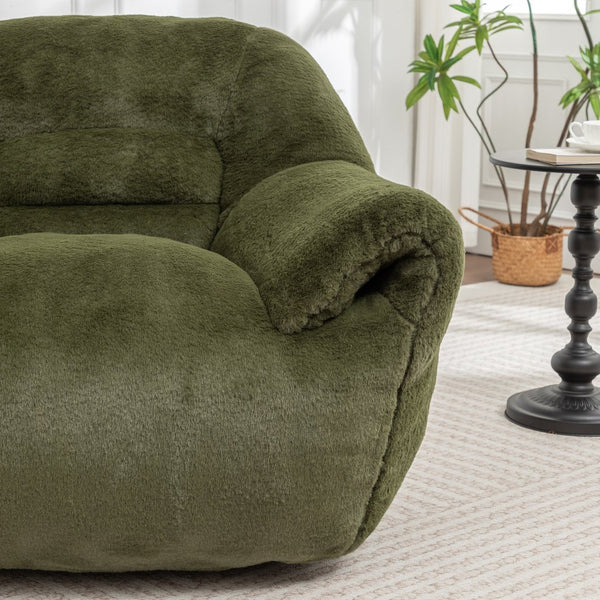 English Elm Bean Bag Chair - Luxurious Faux Fur Sofa With Back Support & Footstool For Ultimate Comfort & Style W2200P326906