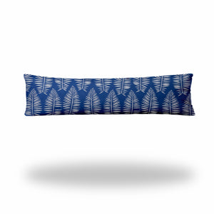 Homeroots 12" X 48" Blue And White Zippered Tropical Lumbar Indoor Outdoor Pillow  100% Polyester 410038