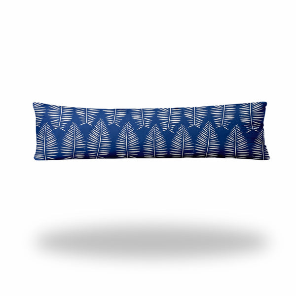 Homeroots 12" X 48" Blue And White Zippered Tropical Lumbar Indoor Outdoor Pillow  100% Polyester 410038