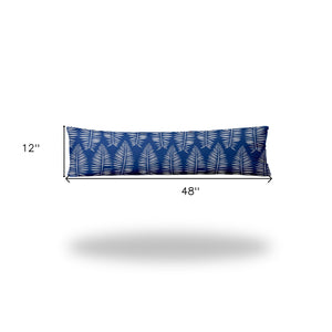 Homeroots 12" X 48" Blue And White Zippered Tropical Lumbar Indoor Outdoor Pillow  100% Polyester 410038