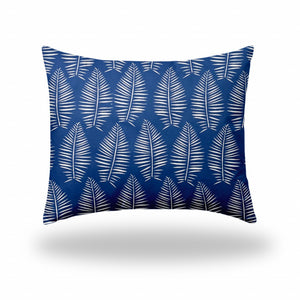 Homeroots 22" X 26" Blue And White Zippered Tropical Lumbar Indoor Outdoor Pillow  100% Polyester 410053