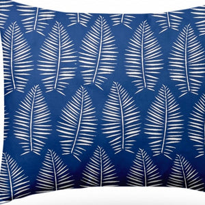 Homeroots 22" X 26" Blue And White Zippered Tropical Lumbar Indoor Outdoor Pillow  100% Polyester 410053