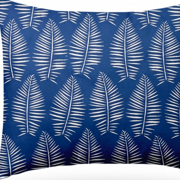 Homeroots 22" X 26" Blue And White Zippered Tropical Lumbar Indoor Outdoor Pillow  100% Polyester 410053