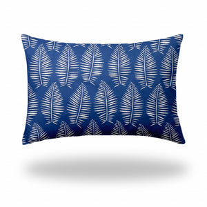 Homeroots 24" X 36" Blue And White Zippered Tropical Lumbar Indoor Outdoor Pillow  100% Polyester 410058