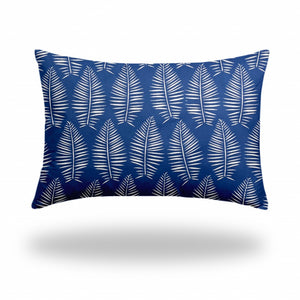 Homeroots 24" X 36" Blue And White Zippered Tropical Lumbar Indoor Outdoor Pillow  100% Polyester 410058