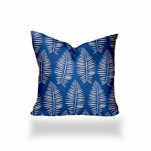 Homeroots 18" X 18" Blue And White Zippered Tropical Throw Indoor Outdoor Pillow  100% Polyester 410083