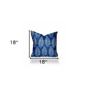 Homeroots 18" X 18" Blue And White Zippered Tropical Throw Indoor Outdoor Pillow  100% Polyester 410083