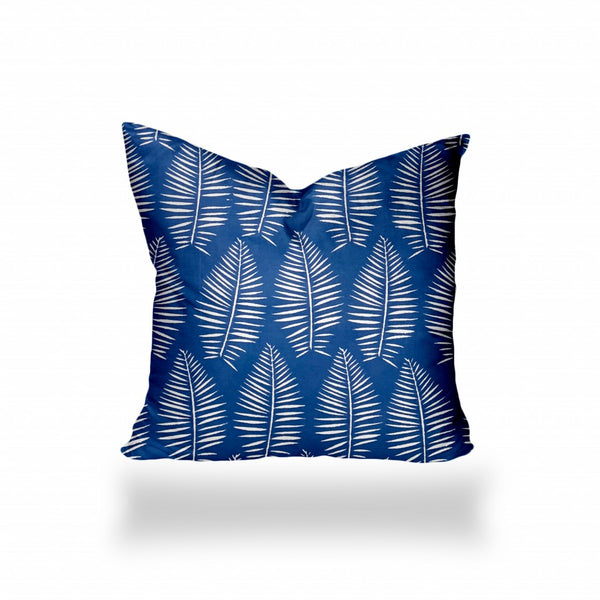 Homeroots 20" X 20" Blue And White Zippered Tropical Throw Indoor Outdoor Pillow  100% Polyester 410088