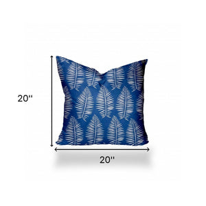 Homeroots 20" X 20" Blue And White Zippered Tropical Throw Indoor Outdoor Pillow  100% Polyester 410088