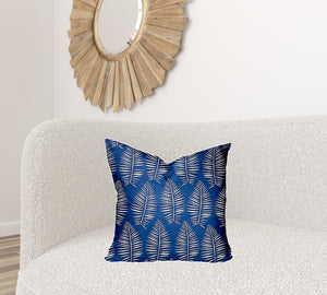 Homeroots 20" X 20" Blue And White Zippered Tropical Throw Indoor Outdoor Pillow  100% Polyester 410088