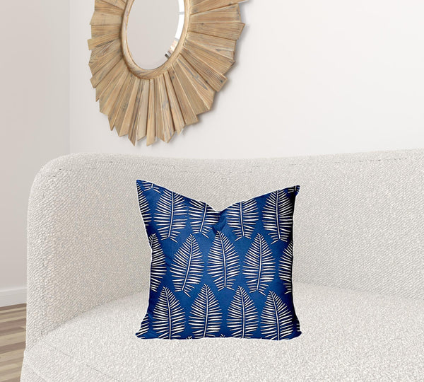 Homeroots 20" X 20" Blue And White Zippered Tropical Throw Indoor Outdoor Pillow  100% Polyester 410088