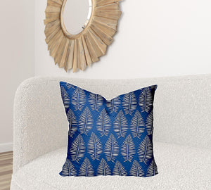 Homeroots 24" X 24" Blue And White Zippered Tropical Throw Indoor Outdoor Pillow  100% Polyester 410098