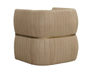 Sunpan Tryor Lounge Chair - Luxurious Top Grain Leather with Antique Brass Accent for Contemporary Living Spaces Sahara Sand Leather