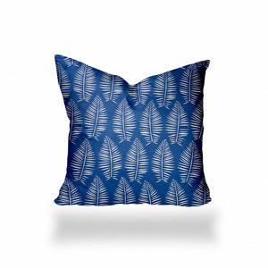 Homeroots 26" X 26" Blue And White Zippered Tropical Throw Indoor Outdoor Pillow Cover  100% Polyester 410102