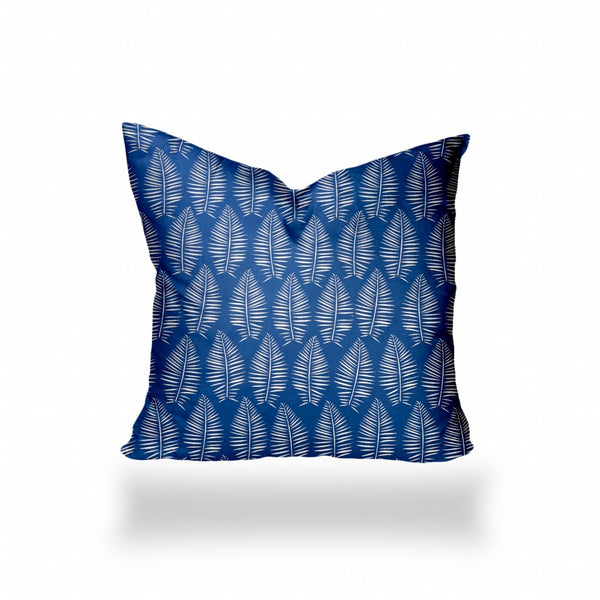 Homeroots 36" X 36" Blue And White Zippered Tropical Throw Indoor Outdoor Pillow Cover  100% Polyester 410107