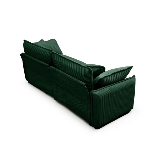 English Elm Warm Retro-Inspired 2-Seater Sofa In Green Corduroy With 4 Pillows For Cozy Living Spaces W714S00728-GIGA