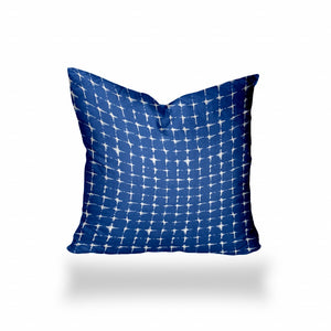 Homeroots 22" X 22" Blue And White Blown Seam Gingham Throw Indoor Outdoor Pillow  100% Polyester 410181