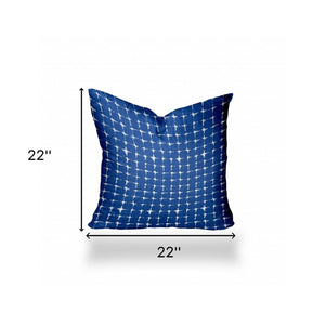 Homeroots 22" X 22" Blue And White Blown Seam Gingham Throw Indoor Outdoor Pillow  100% Polyester 410181