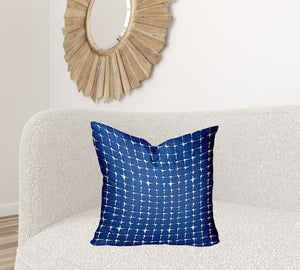 Homeroots 22" X 22" Blue And White Blown Seam Gingham Throw Indoor Outdoor Pillow  100% Polyester 410181