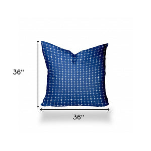 Homeroots 36" X 36" Blue And White Enveloped Gingham Throw Indoor Outdoor Pillow Cover  100% Polyester 410194