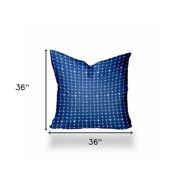 Homeroots 36" X 36" Blue And White Enveloped Gingham Throw Indoor Outdoor Pillow Cover  100% Polyester 410194