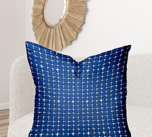 Homeroots 36" X 36" Blue And White Enveloped Gingham Throw Indoor Outdoor Pillow Cover  100% Polyester 410194