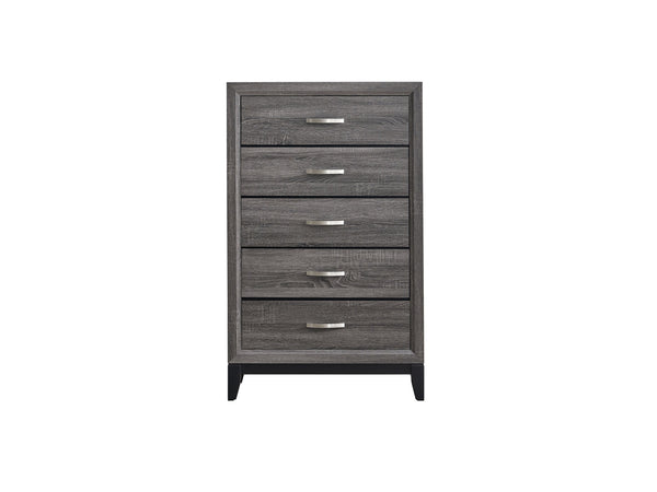 English Elm Glasgow Five-Drawer Chest with Dovetail Construction and Smooth Glides for Ample Organized Storage Gray 49 L x 34 W x 19 H B078P349539