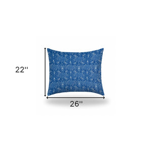 Homeroots 22" X 26" Blue And White Zippered Ikat Lumbar Indoor Outdoor Pillow  100% Polyester 410233