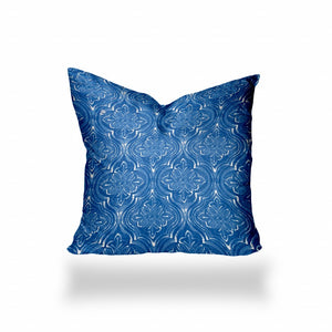 Homeroots 24" X 24" Blue And White Zippered Ikat Throw Indoor Outdoor Pillow  100% Polyester 410278