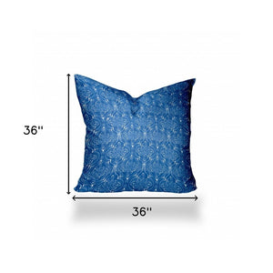 Homeroots 36" X 36" Blue And White Zippered Ikat Throw Indoor Outdoor Pillow  100% Polyester 410288