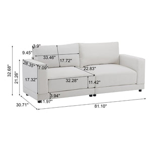 English Elm Package Three Seat Woven Fabric Sofa Scandinavian Minimalist White Living Room N767P240702B