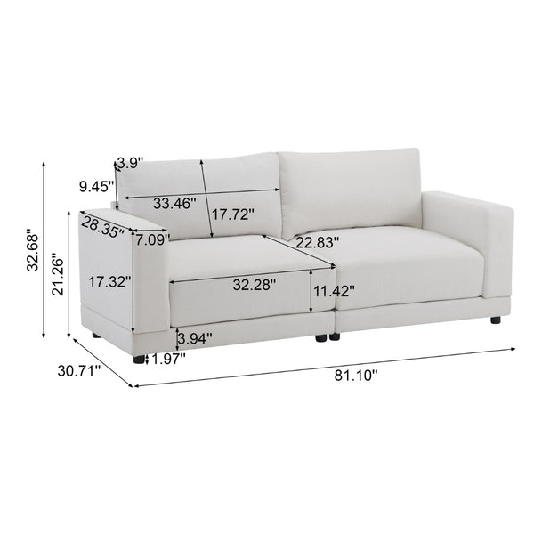 English Elm Package Three Seat Woven Fabric Sofa Scandinavian Minimalist White Living Room N767P240702B