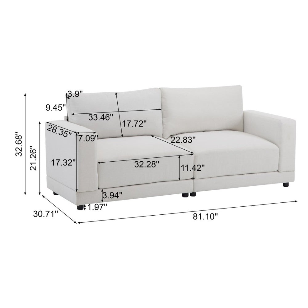 English Elm Package Three Seat Woven Fabric Sofa Scandinavian Minimalist White Living Room N767P240700B