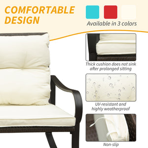English Elm Metal Outdoor 2-Person Rocking Patio Set with Handwoven Wicker, Plush Cushions & Sturdy Table White W1859P399563